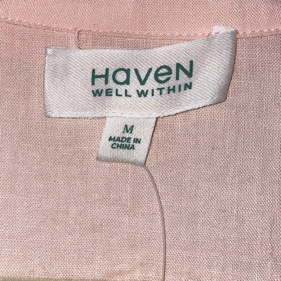 NWT Linen/Cotton Scalloped Pink short sleeve sleep shirt haven well within M - Picture 5 of 5